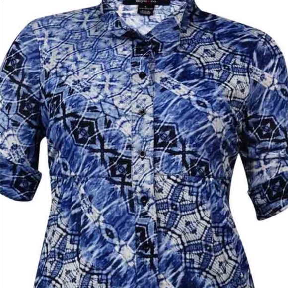 Style and co button down shirt python dye prints tunic - Picture 6 of 8